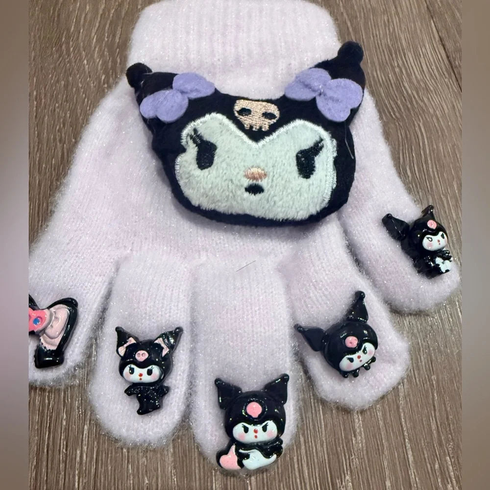 Sanrio Kuromi kids' expandable cozy gloves.